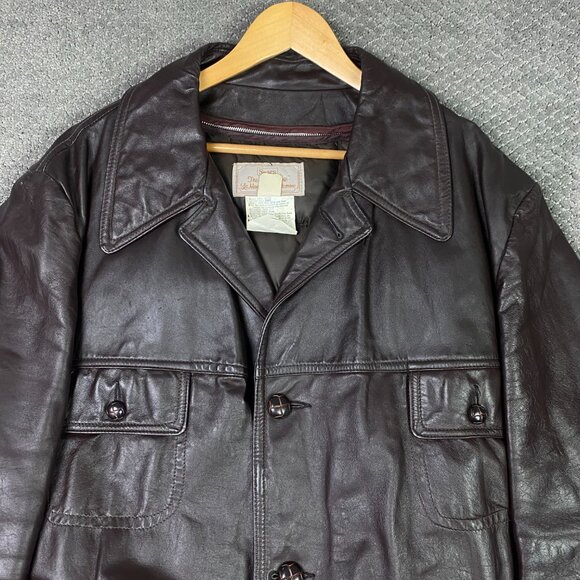 Vintage Sears Leather Jacket With Down Liner Men's 52 Brown Fight Club - Picture 2 of 15